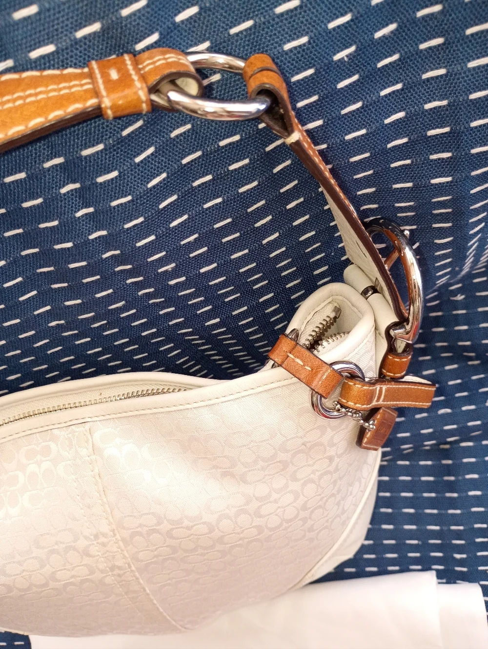 Coach NWOT Y2K White Signature Hobo Vintage Bag 1460 Jacquard Leather Spring - Picture 11 of 15